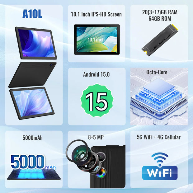 Pro-Grade 10.1-Inch Android 15 Smart Tablet Bundle