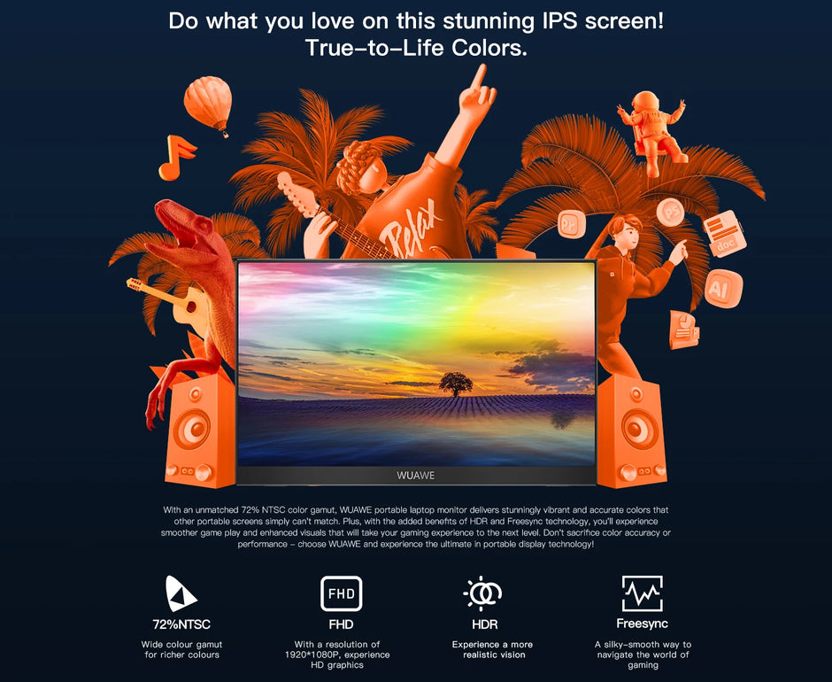 Portable Monitor for Laptop 15.6-Inch | 1080P FHD External Screen with HDR & USB-C