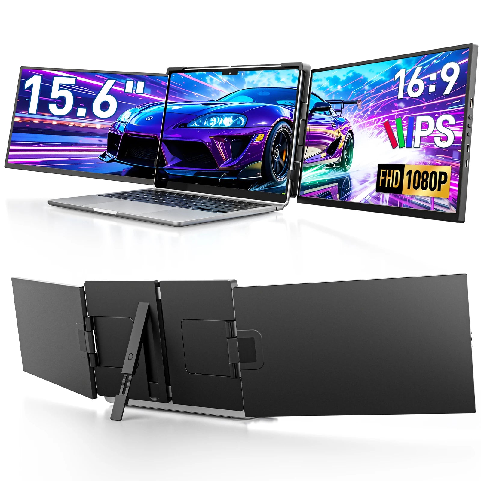 Portable 15.6-Inch Dual Monitor Extender for Laptops | 1080P FHD IPS Display Panel