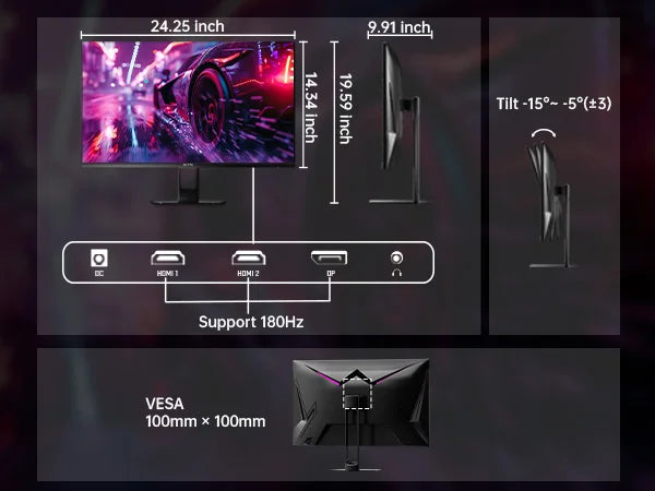 KTC 27-Inch Gaming Monitor | 180Hz Blazing Fast IPS 1080P Screen with 1ms Response