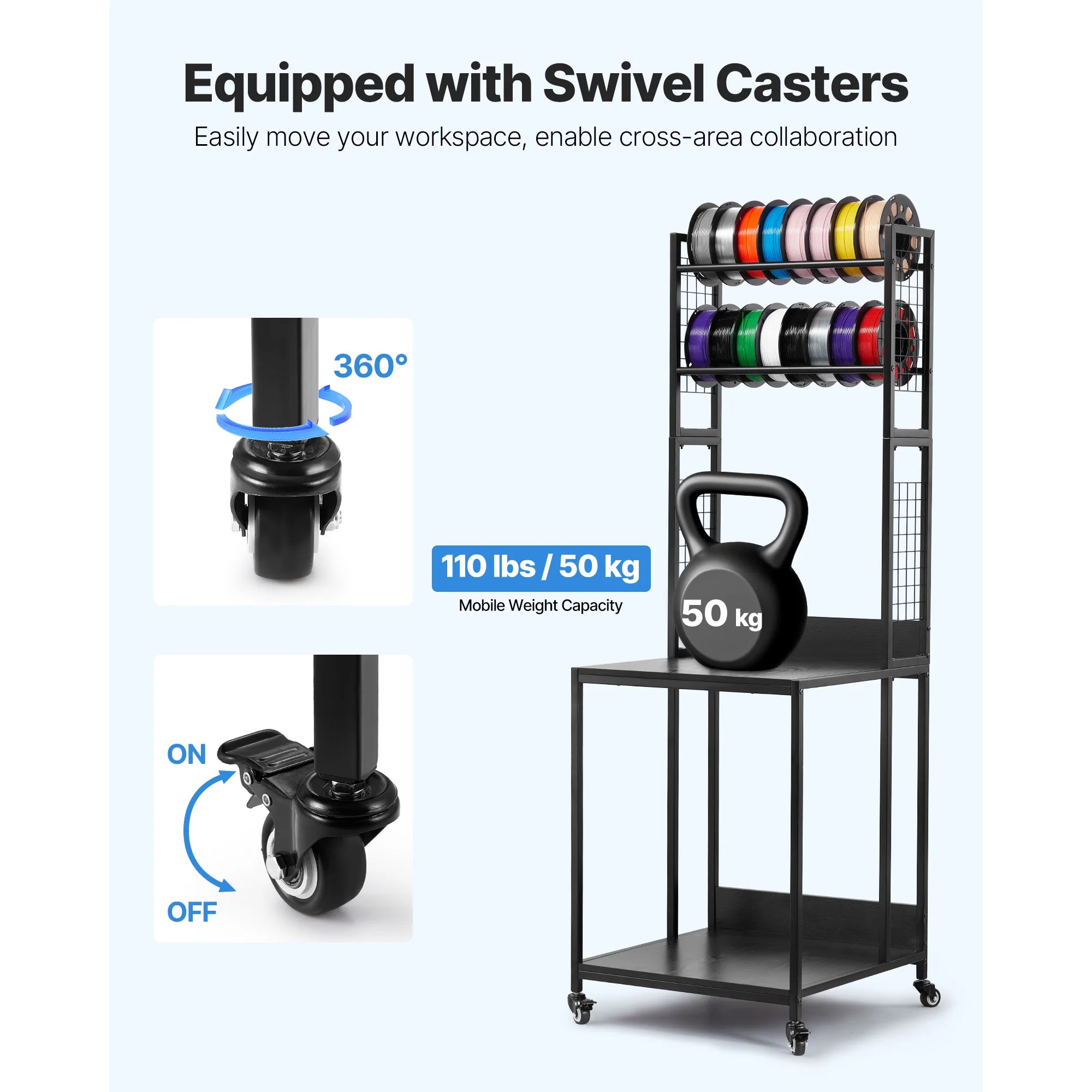 Premium 4-Tier Heavy-Duty 3D Printer Workstation & Filament Storage Cart