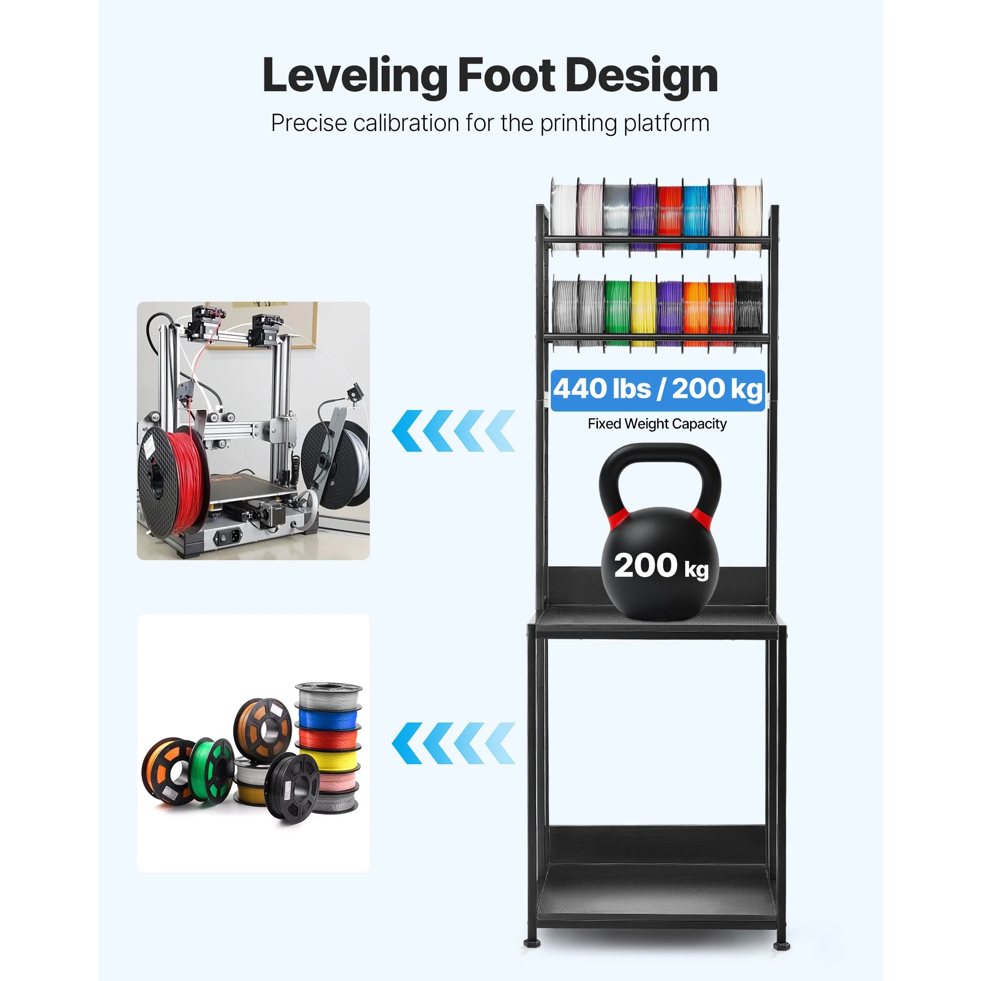 Premium 4-Tier Heavy-Duty 3D Printer Workstation & Filament Storage Cart