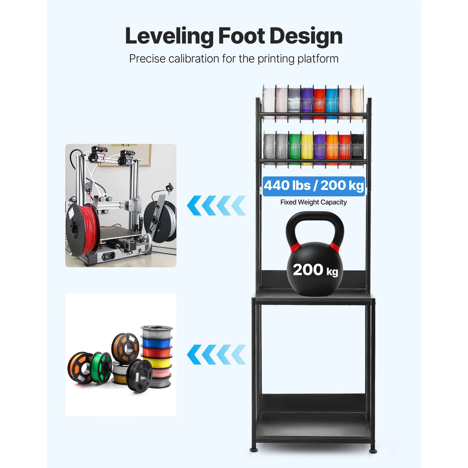 Premium 4-Tier Heavy-Duty 3D Printer Workstation & Filament Storage Cart