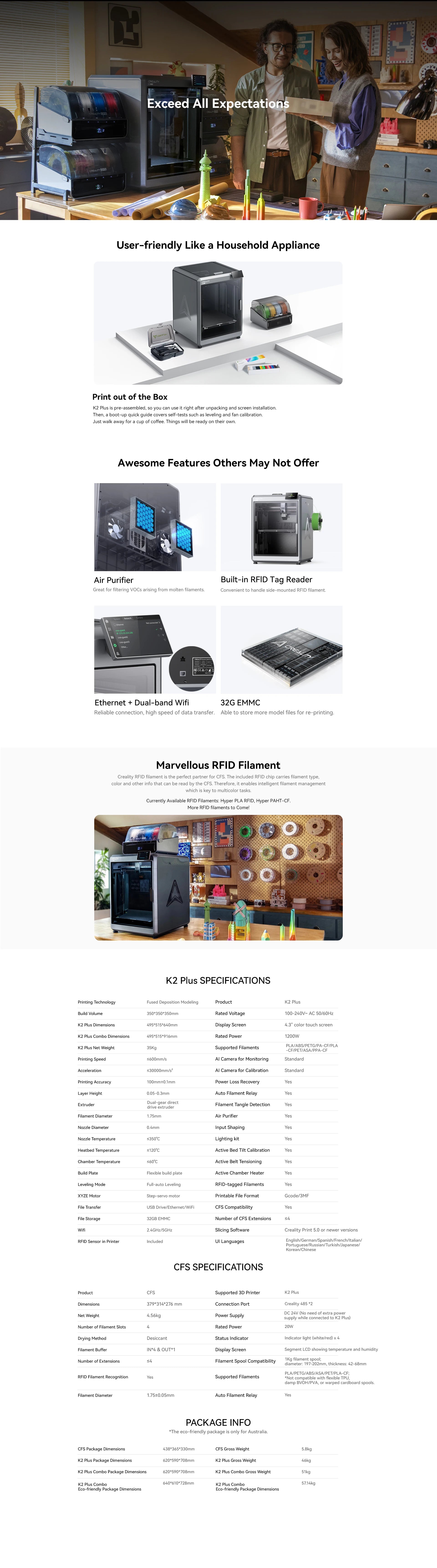 Creality K2 Plus Combo High-Speed Multi-Color 3D Printer