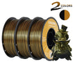 Dual-color Silk PLA Filament 1.75mm 2 Color Coextrusion Glossy 3D Printer Filament PLA, 3kg/pack 1kg each spool