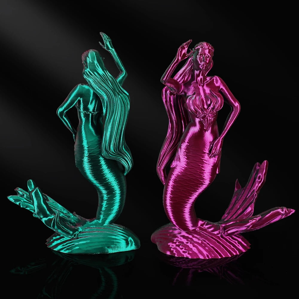 Dual-color Silk PLA Filament 1.75mm 2 Color Coextrusion Glossy 3D Printer Filament PLA, 3kg/pack 1kg each spool