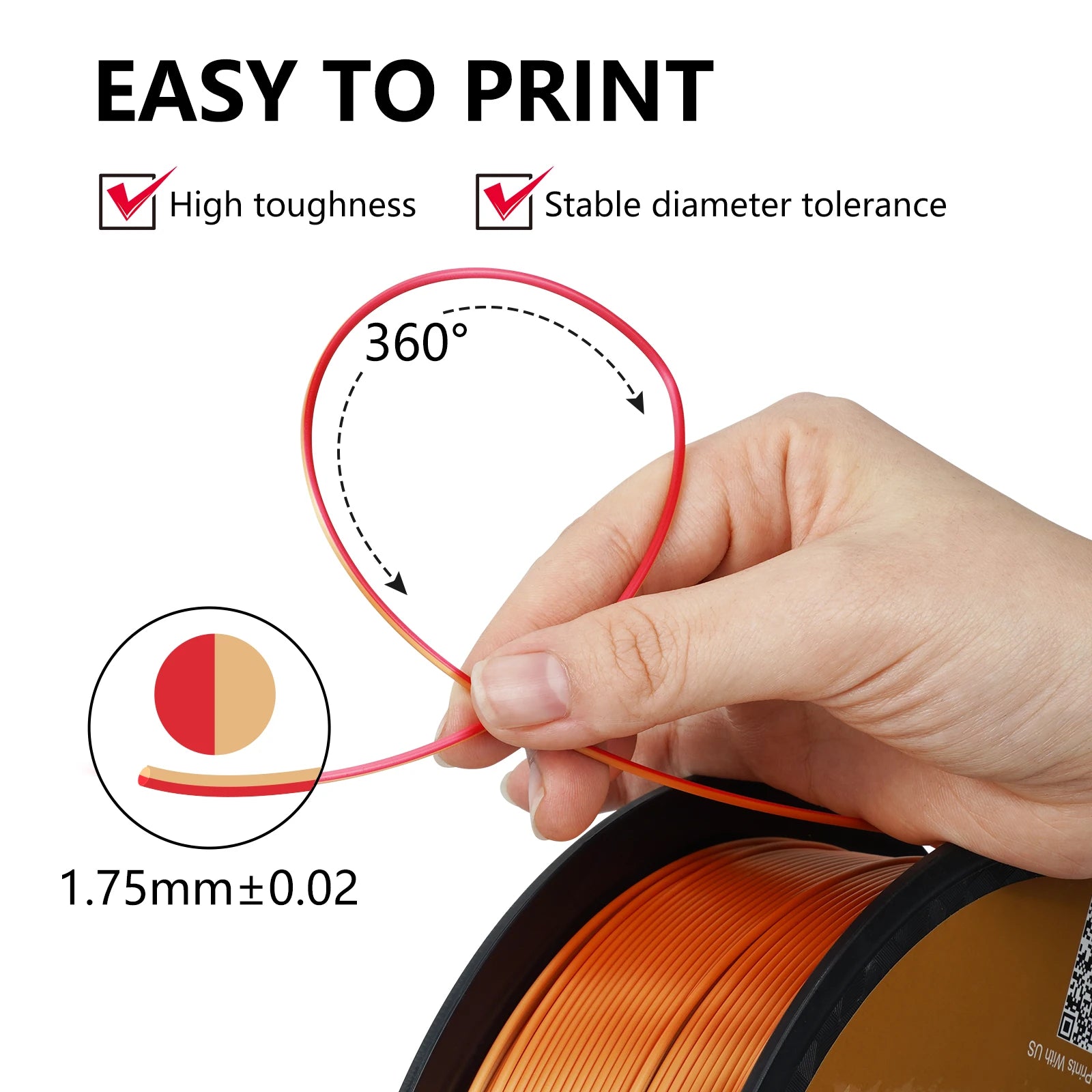 Dual-color Silk PLA Filament 1.75mm 2 Color Coextrusion Glossy 3D Printer Filament PLA, 3kg/pack 1kg each spool