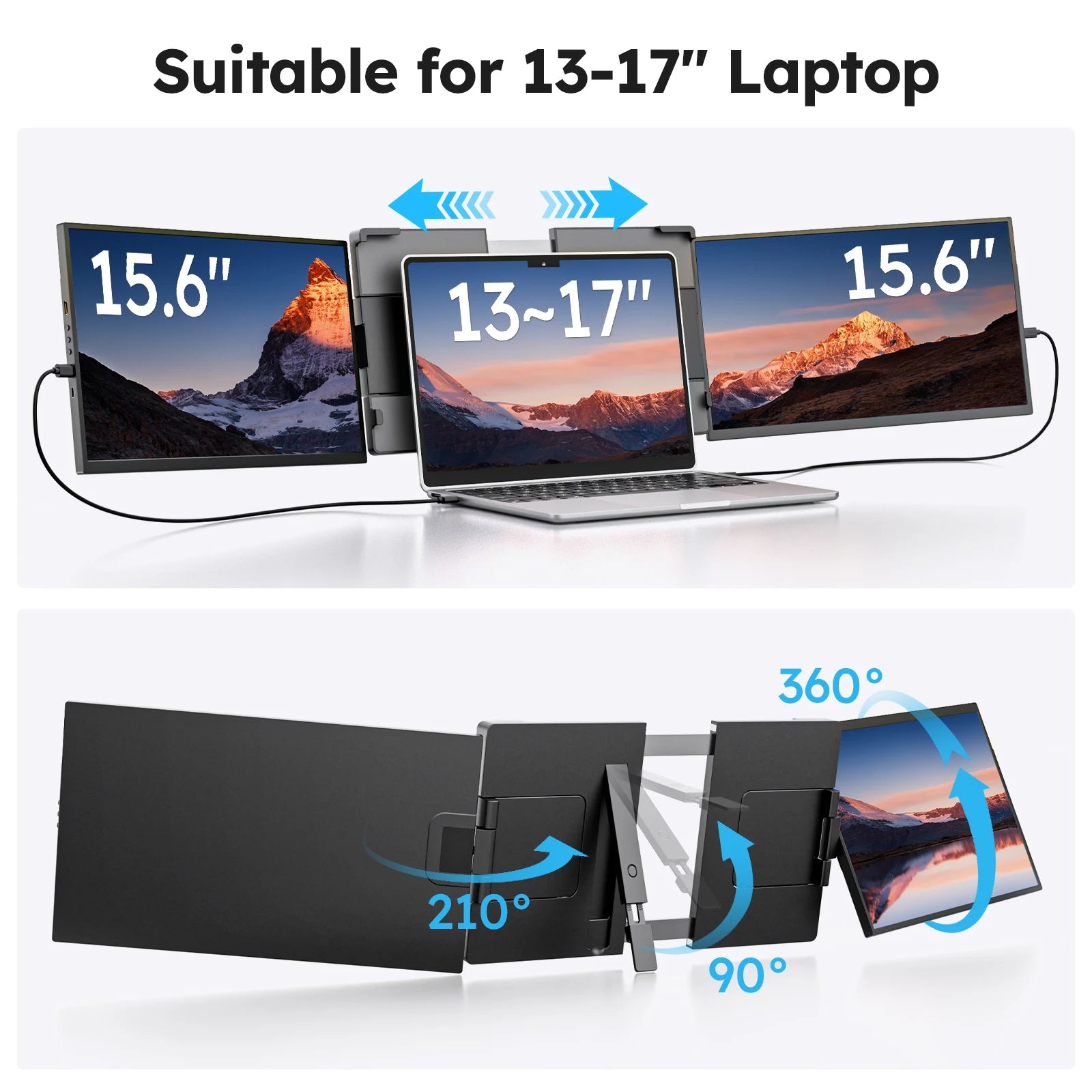 Portable 15.6-Inch Dual Monitor Extender for Laptops | 1080P FHD IPS Display Panel