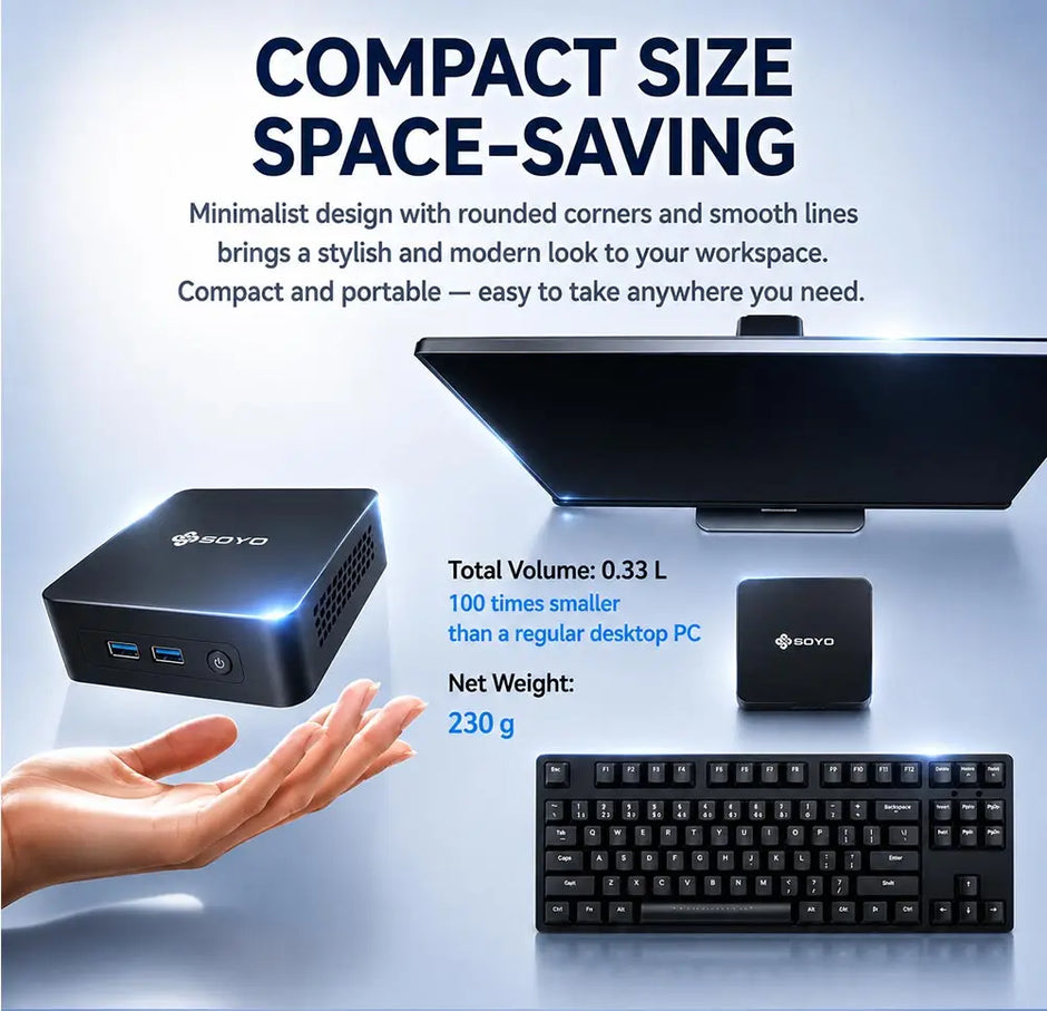 SOYO Intel Core i7 Mini PC | 8GB RAM Workstation Desktop