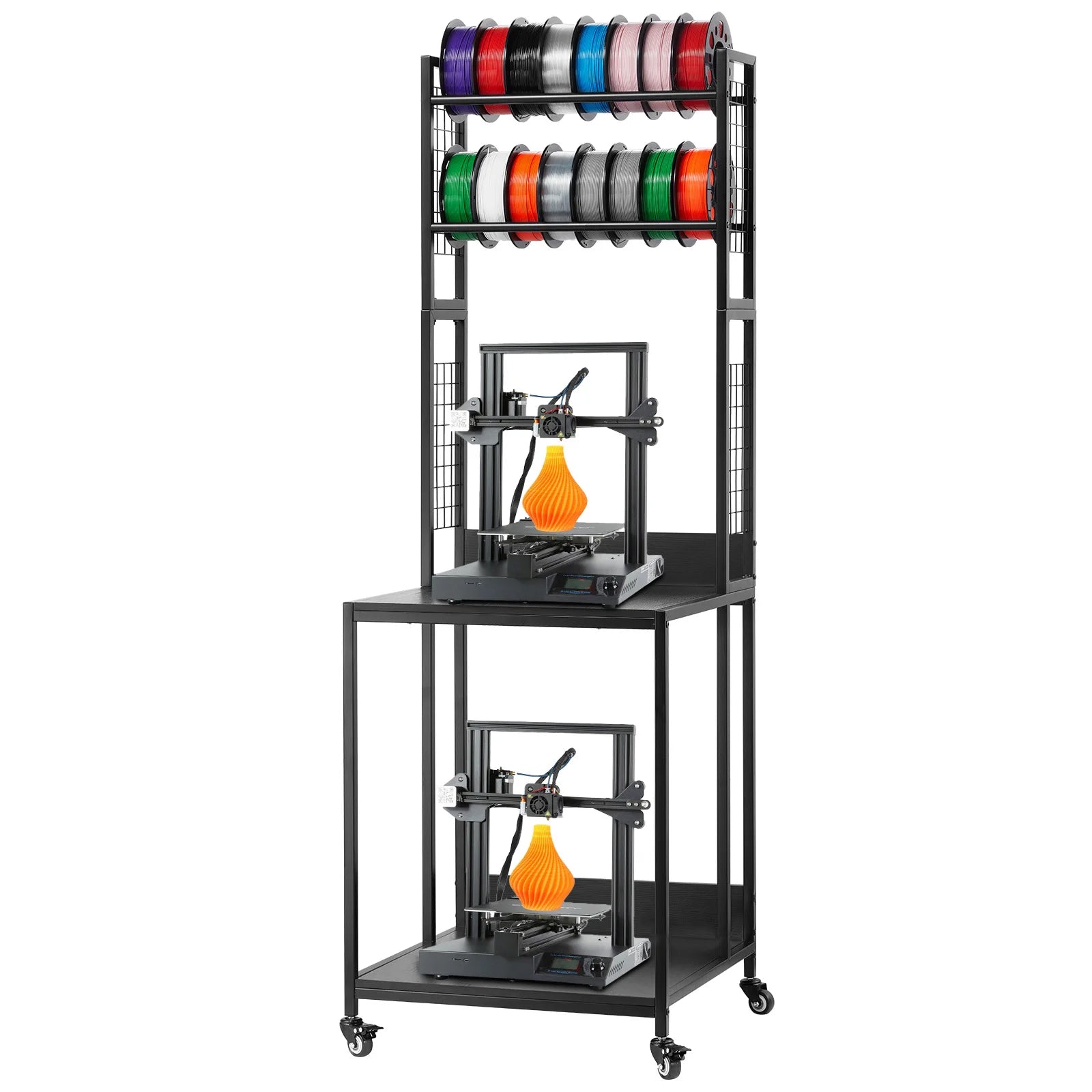 Premium 4-Tier Heavy-Duty 3D Printer Workstation & Filament Storage Cart