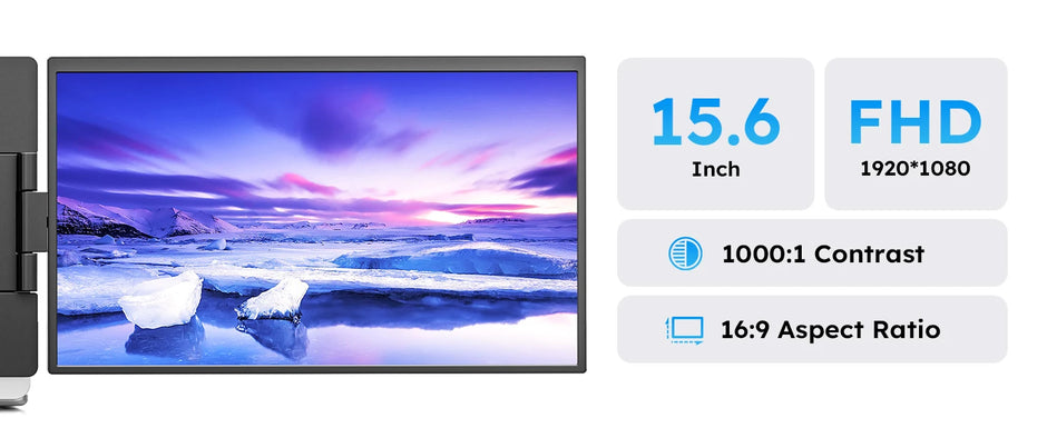 Portable 15.6-Inch Dual Monitor Extender for Laptops | 1080P FHD IPS Display Panel
