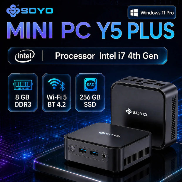 SOYO Intel Core i7 Mini PC | 8GB RAM Workstation Desktop