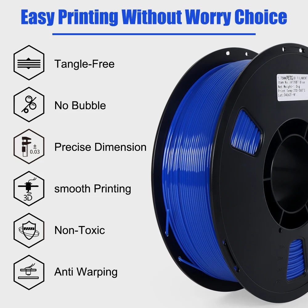 Bulk PETG 3D Printer Filament 1.75mm | High-Strength Industrial Spool Multi-Pack