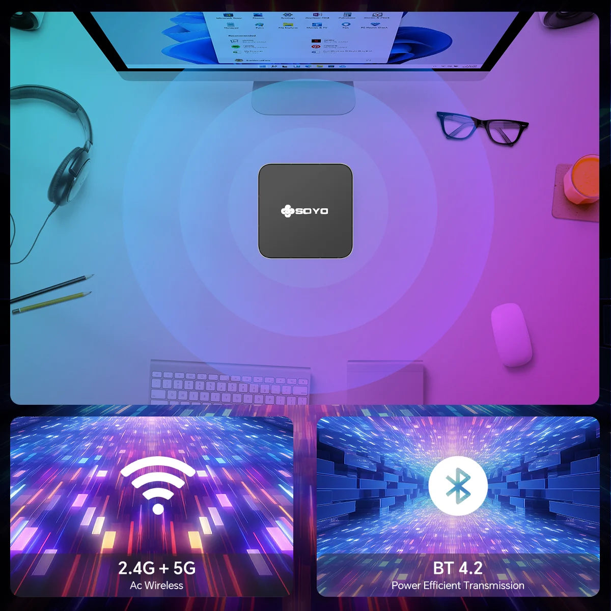 SOYO Intel Core i7 Mini PC | 8GB RAM Workstation Desktop