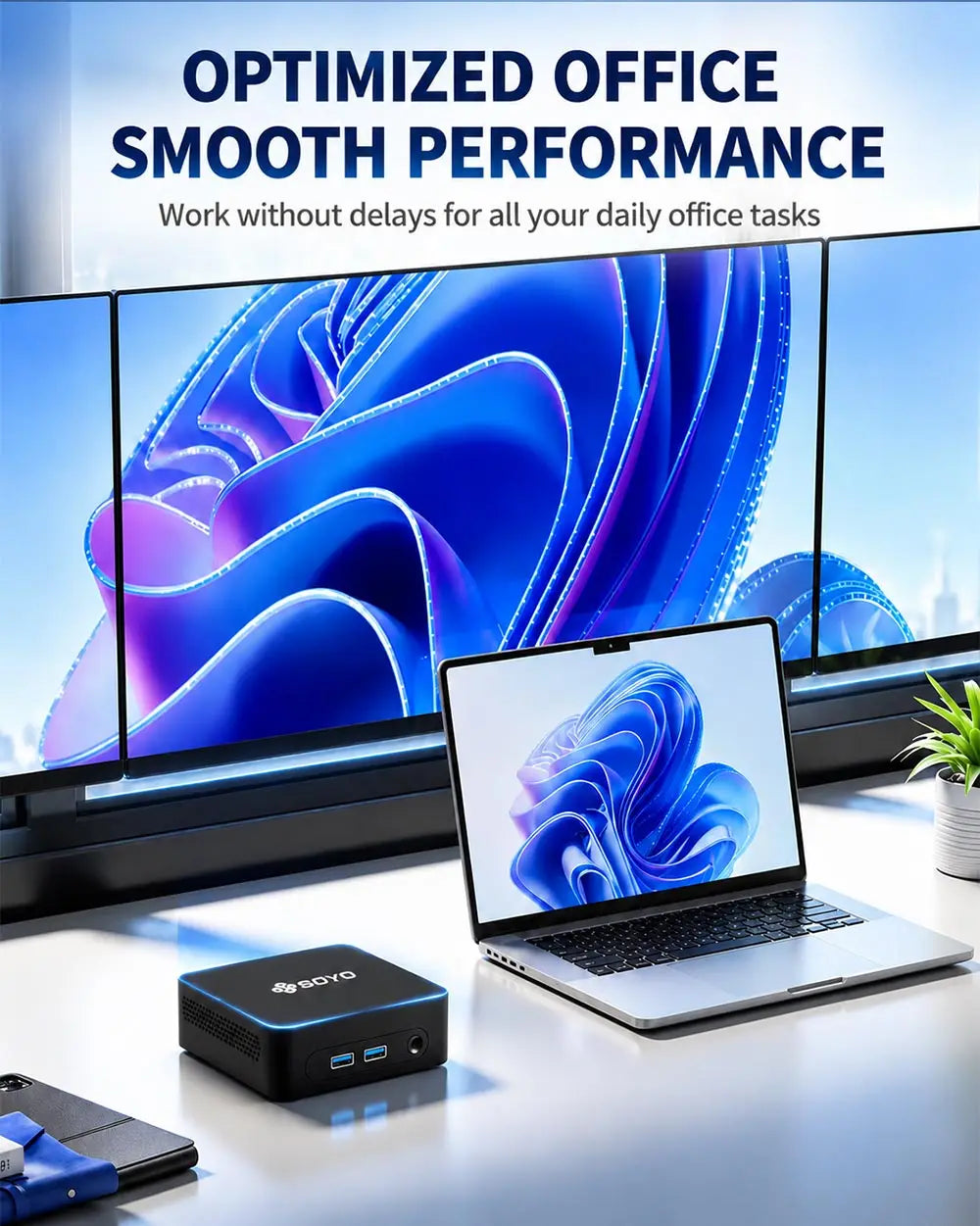 SOYO Intel Core i7 Mini PC | 8GB RAM Workstation Desktop