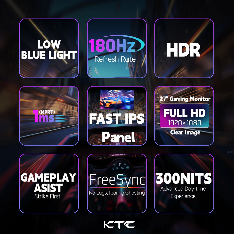 KTC 27-Inch Gaming Monitor | 180Hz Blazing Fast IPS 1080P Screen with 1ms Response