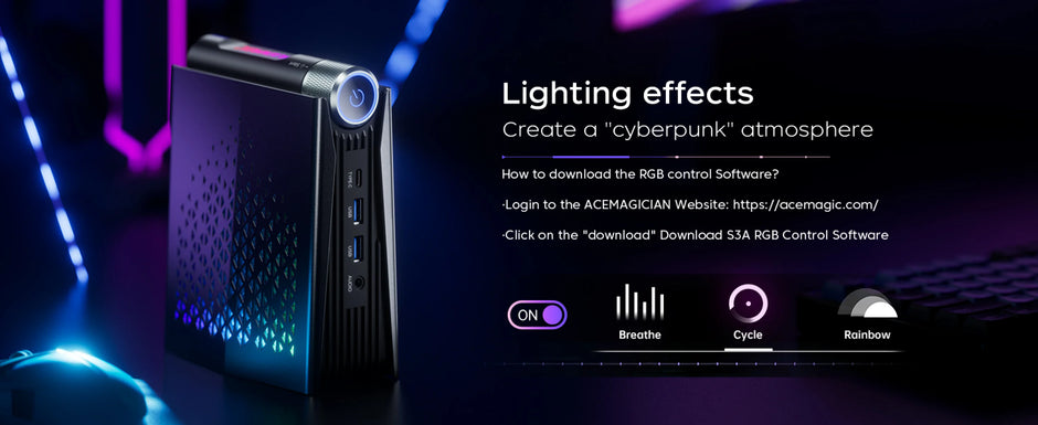 ACEMAGIC Ryzen 7 Gaming Mini PC | 32GB RAM 1TB SSD Cyber Tower