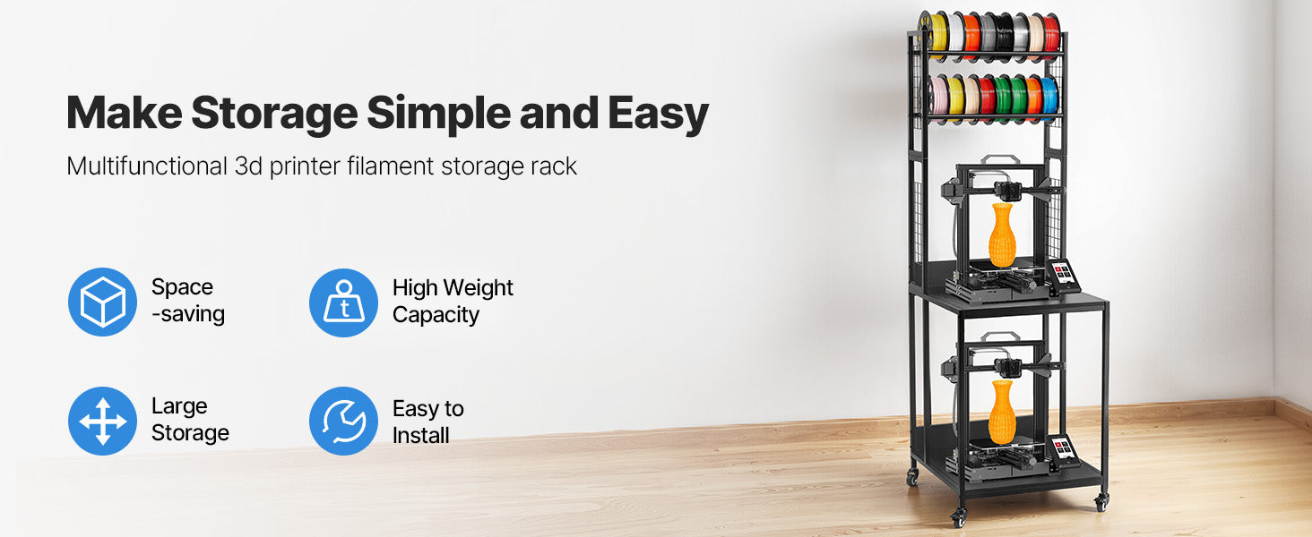 Premium 4-Tier Heavy-Duty 3D Printer Workstation & Filament Storage Cart