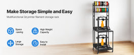 Premium 4-Tier Heavy-Duty 3D Printer Workstation & Filament Storage Cart