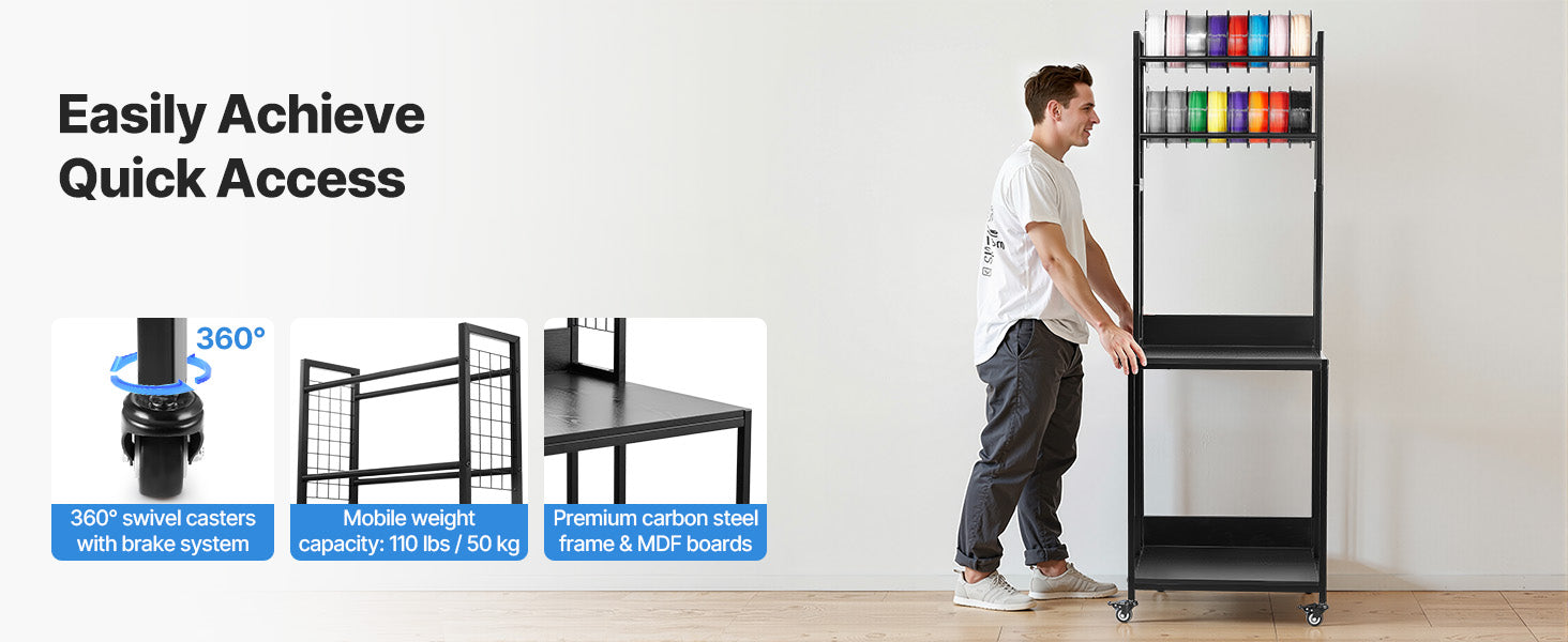 Premium 4-Tier Heavy-Duty 3D Printer Workstation & Filament Storage Cart